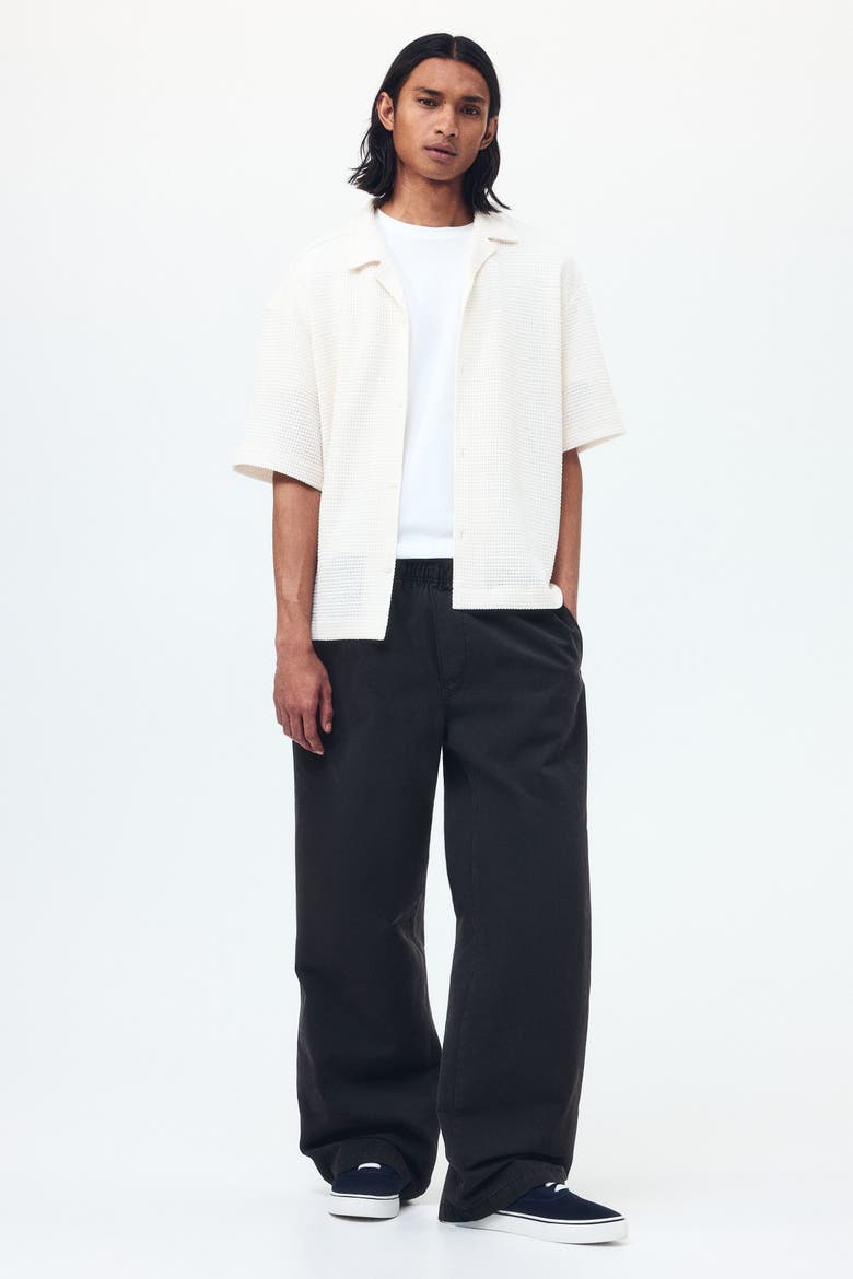 Loose-Fit Cotton Canvas Pants, Main, color, Black