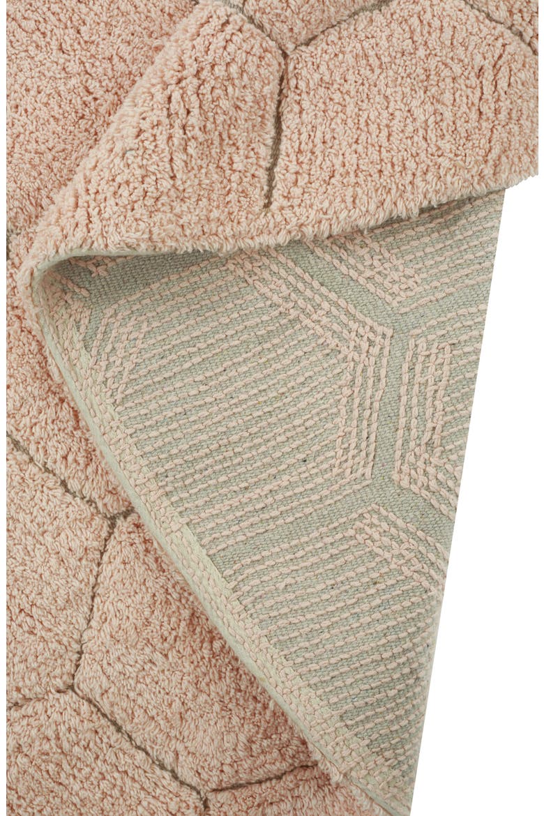 Honeycomb Washable Cotton Blend Round Rug, Alternate, color, ROSE