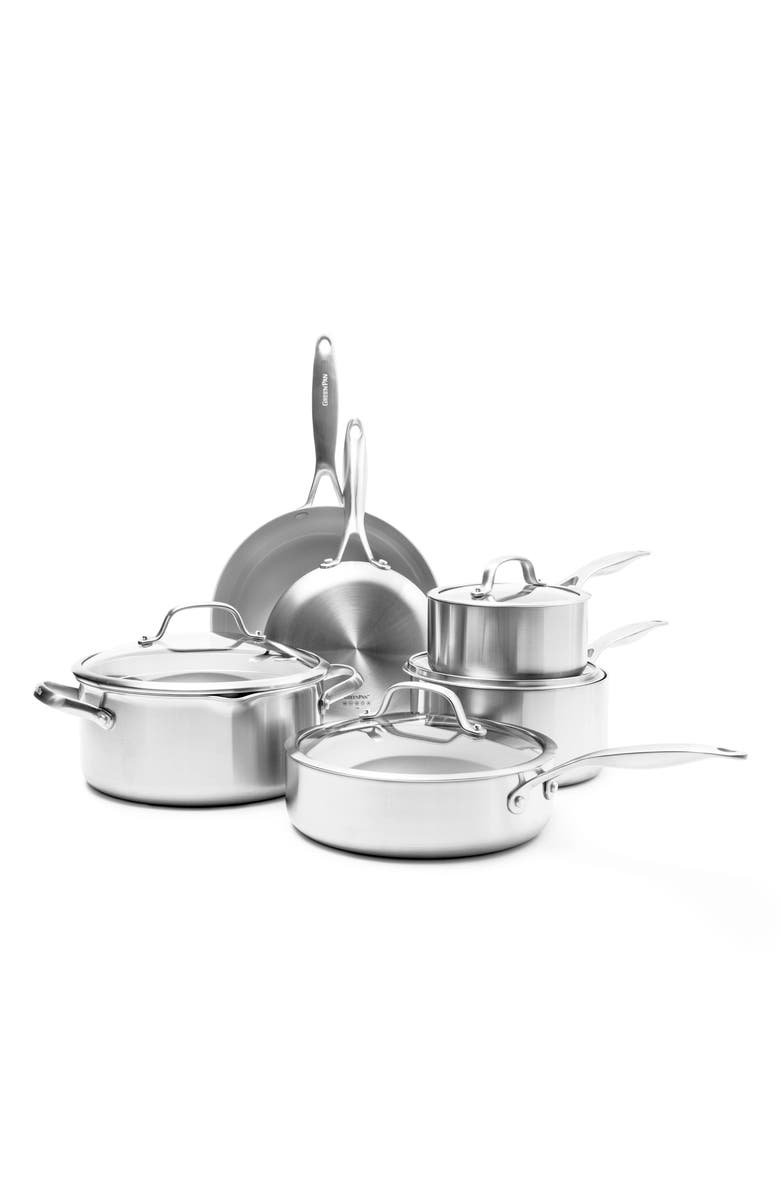 GreenPan Venice Pro 10-Piece Multilayer Stainless Steel Ceramic Nonstick Cookware Set, Alternate, color, 