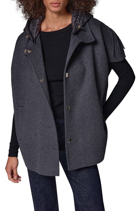 Double Face Cape Coat with Detachable Hood