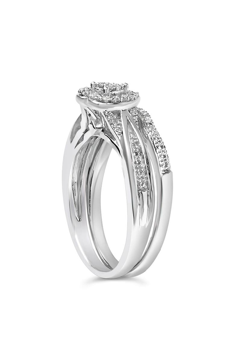 Haus of Brilliance Sterling Silver 1/5 Cttw Diamond Heart Motif Bridal Set, Alternate, color, Silver