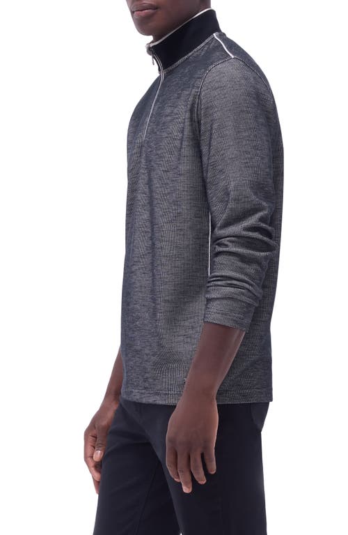 Bugatchi Quarter Zip Performance Pullover In Black