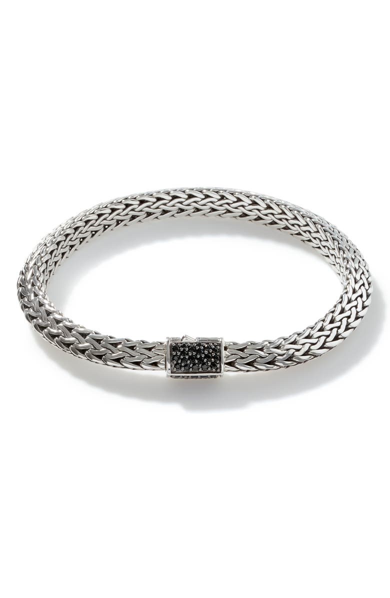 John Hardy Tiga Chain Black Sapphire Clasp 6.4mm Bracelet, Main, color, 