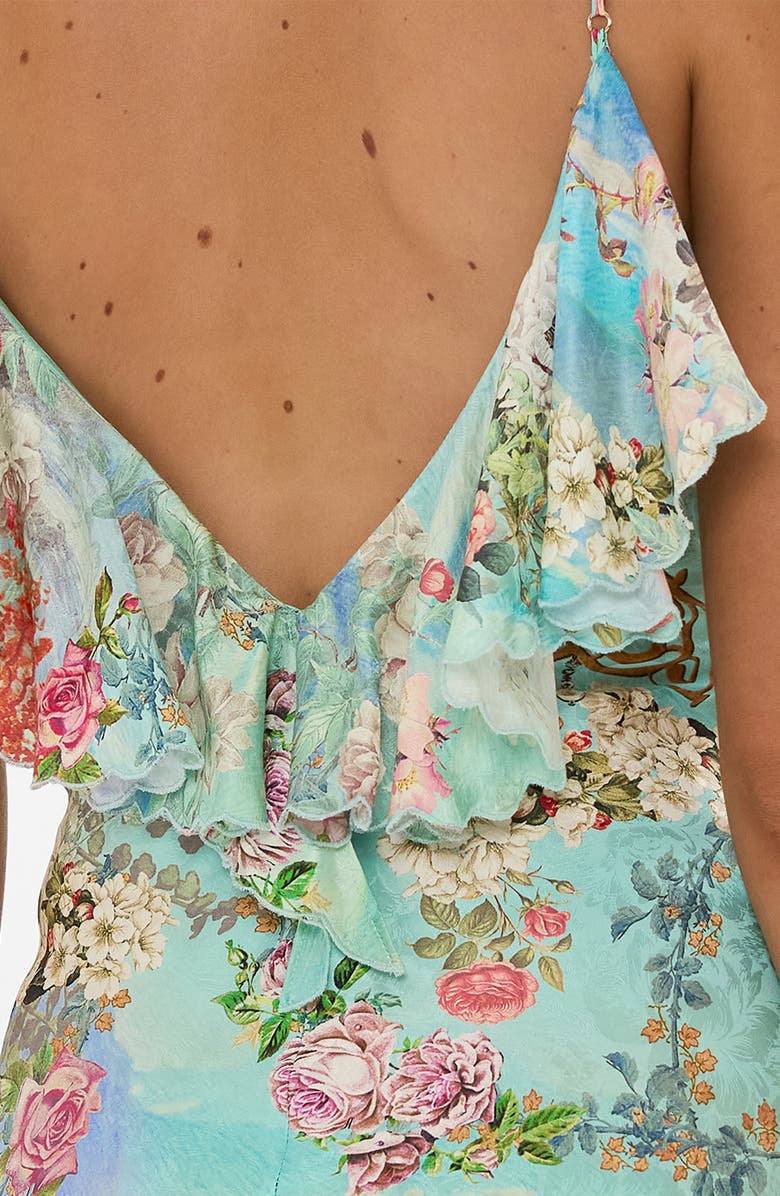 Camilla The Jewellery Museum Ruffle Trim Silk Slipdress, Alternate, color, The Jewellery Museum