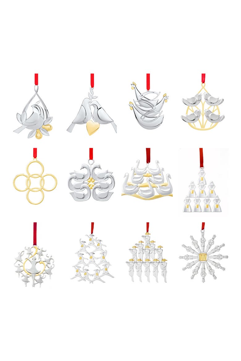 12 Days of Christmas Ornament Set, Main, color, SILVER
