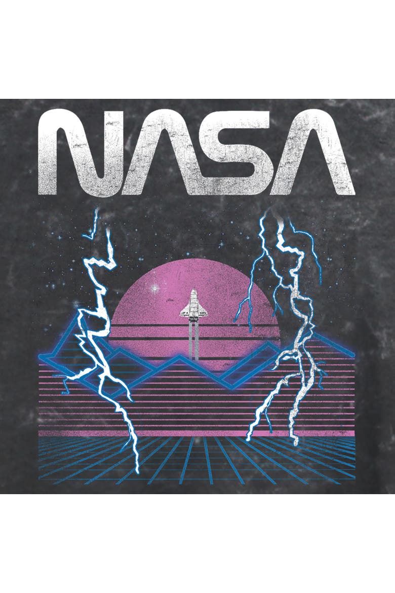 Juniors NASA Retro Shuttle Launch T Shirt, Alternate, color, Black