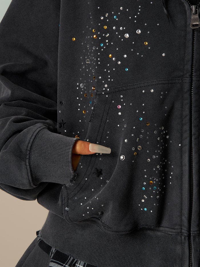 AELFRIC EDEN Rhinestone Zip Up V302 Hoodie | Nordstrom