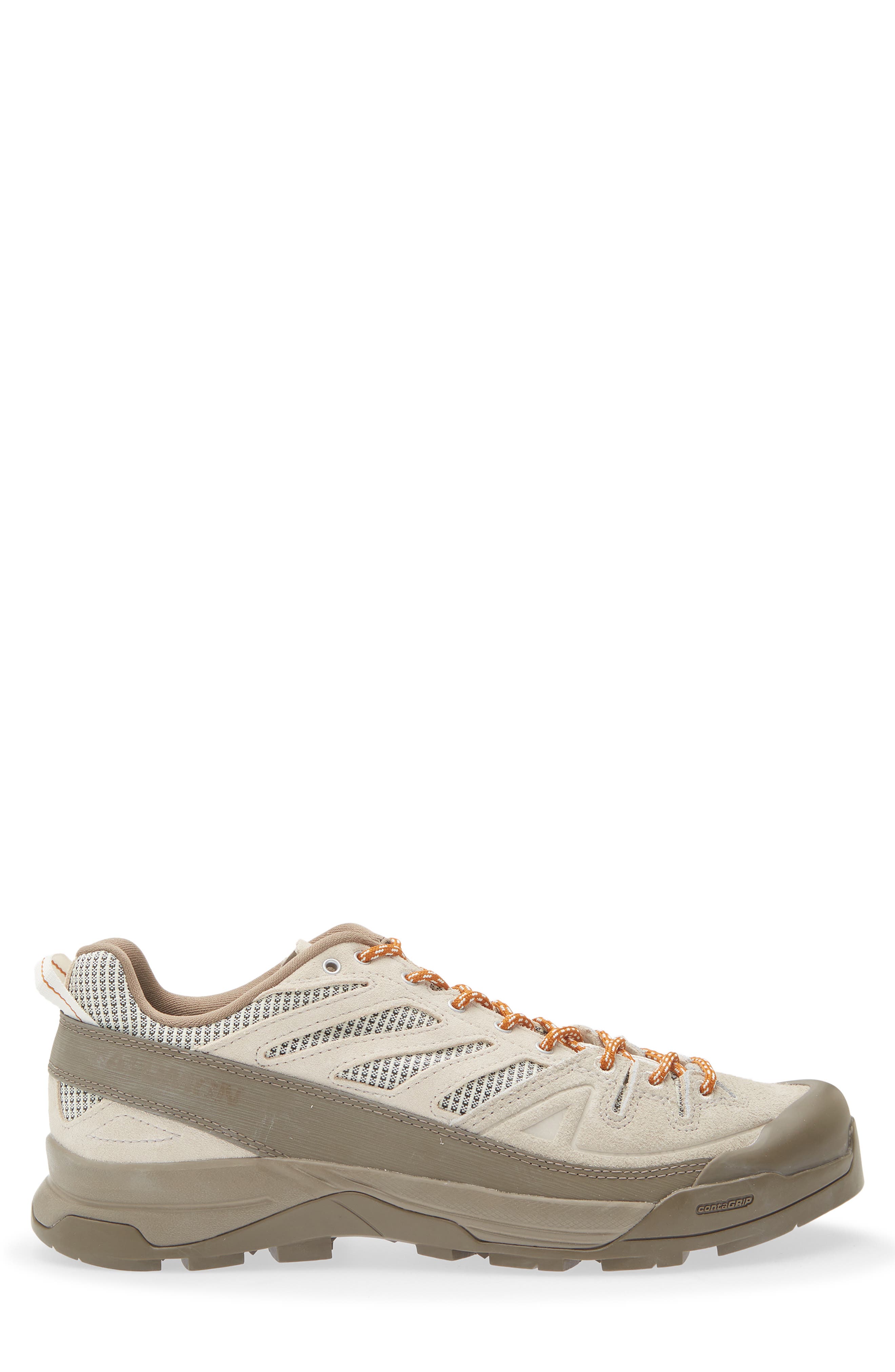 Salomon Gender Inclusive X-Alp Woven Low Top Sneaker, Alternate, color, Walnut/ Silver Cloud/ Vanilla