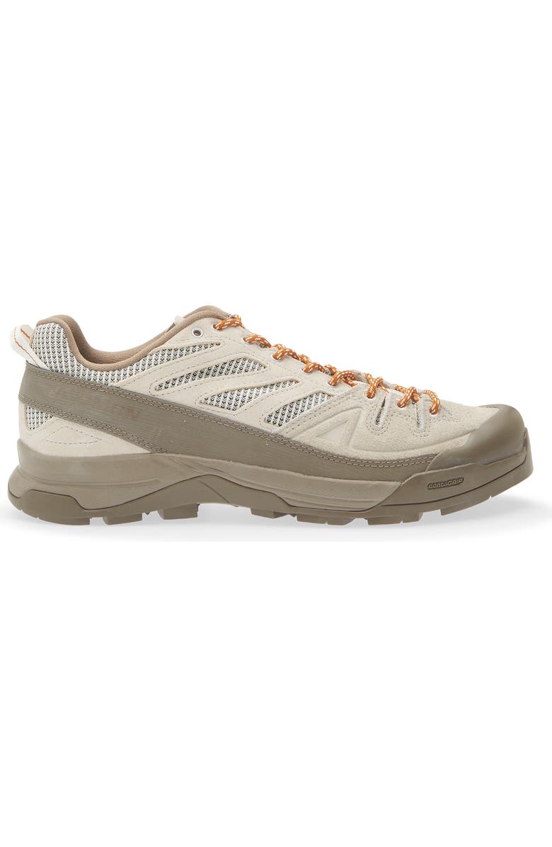 Salomon Gender Inclusive X-Alp Woven Low Top Sneaker, Alternate, color, Walnut/ Silver Cloud/ Vanilla