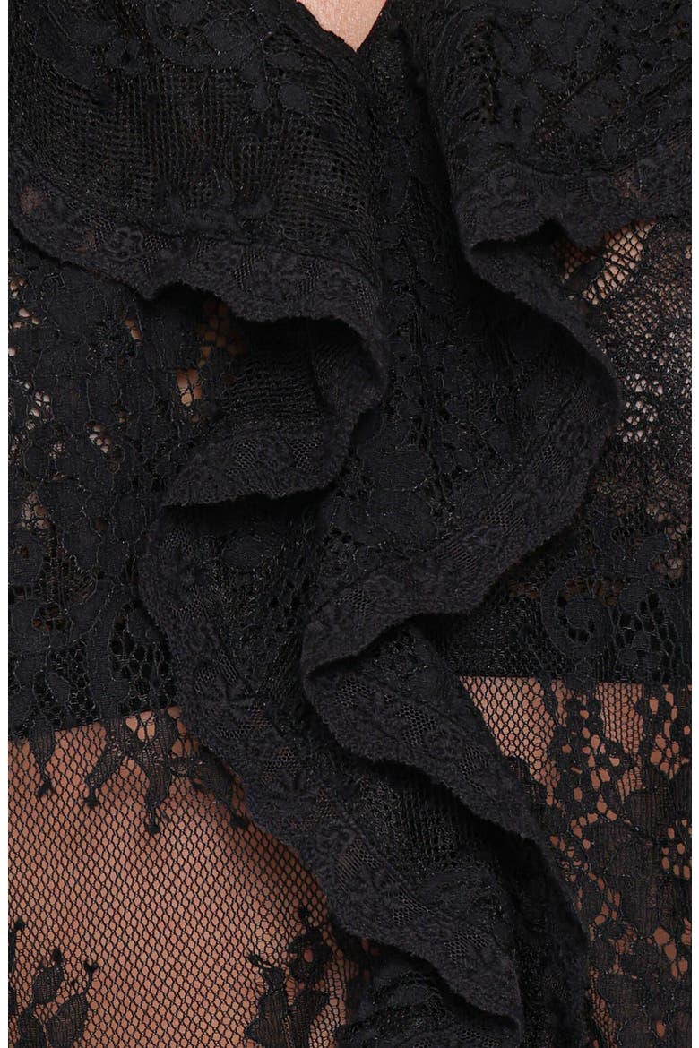 Adhanna Floral Cotton Blend Lace Top, Alternate, color, BLACK