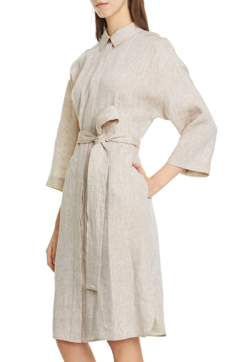 Rhodes Illustrious Linen Shirtdress, Alternate, color, SHIITAKE MELANGE