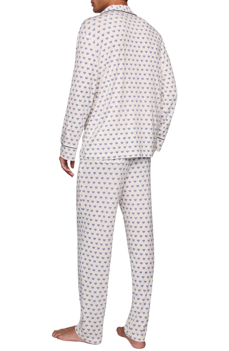 Eberjey William Print Stretch Tencel<sup>®</sup> Modal Long Pajamas, Alternate, color, Hannukah Glow Nouvea