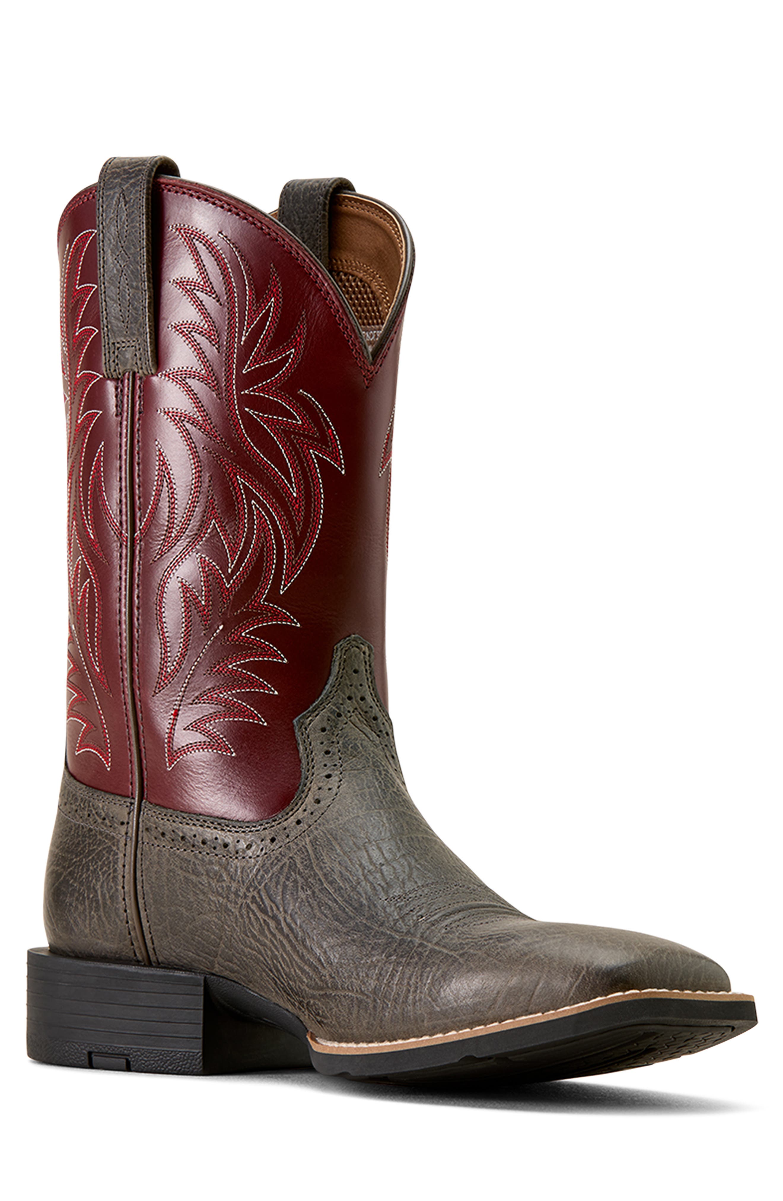Sport Western Leather Boot, Alternate, color, GREY