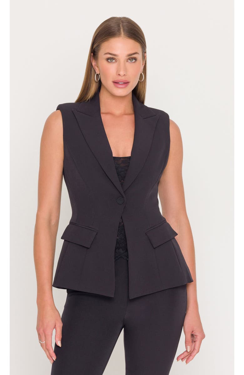 Generation Love Rialto Crepe Sleeveless Blazer, Main, color, Black