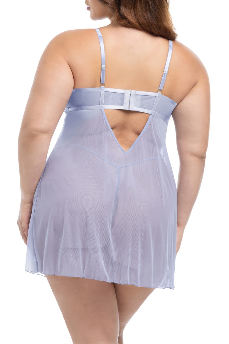 Elsie Babydoll Teddy & G-String Set, Alternate, color, BRUNNERA BLUE