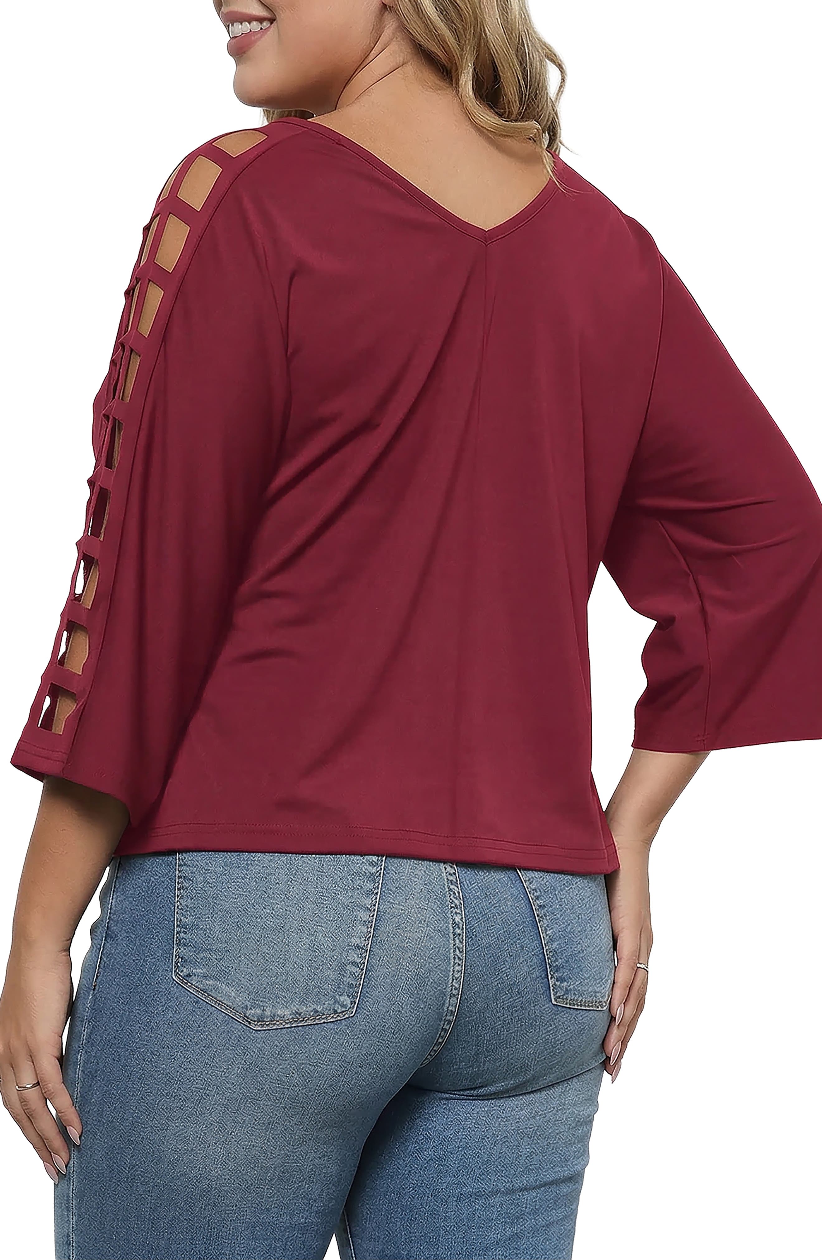 Cutout Sleeve V-Neck Top - image 2