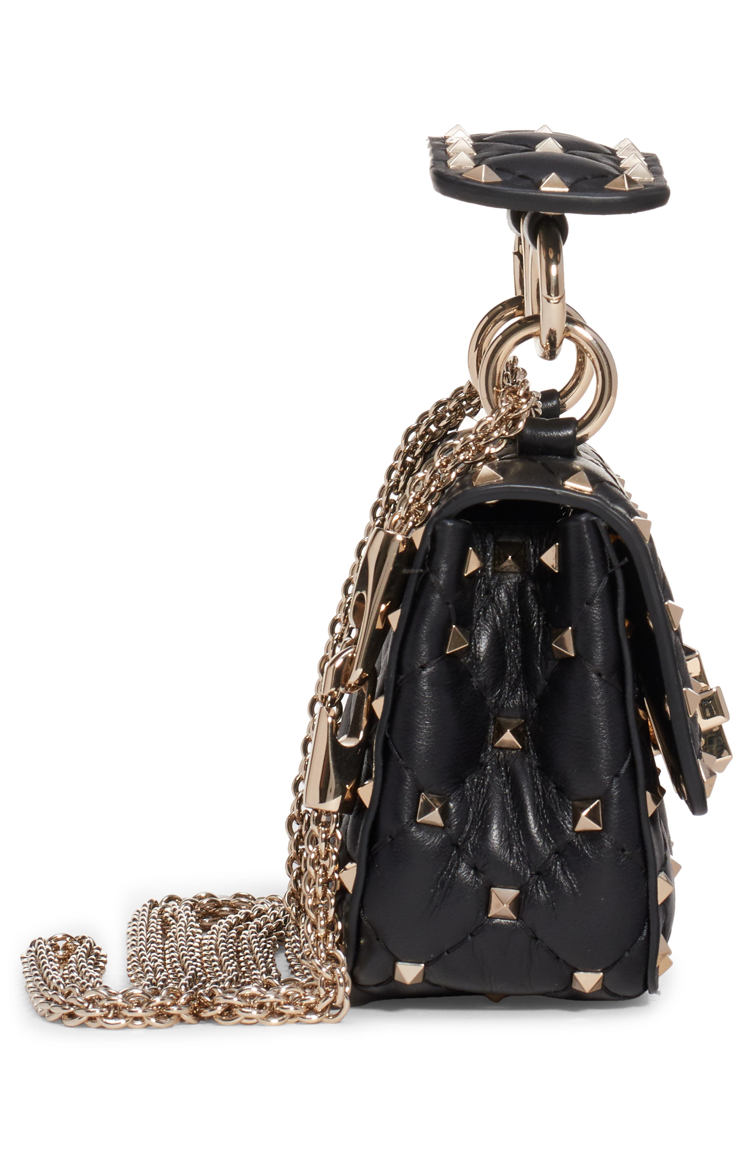 Valentino Garavani Micro Spike It Rockstud Lambskin Leather Top Handle Bag, Alternate, color, 