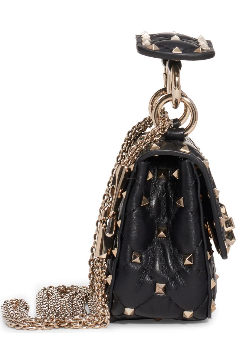 Valentino Garavani Micro Spike It Rockstud Lambskin Leather Top Handle Bag, Alternate, color,