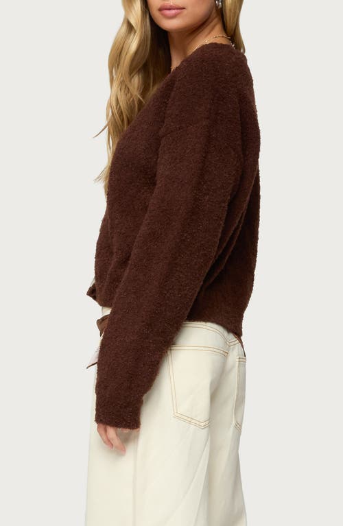 Edikted Jade Bouclé Crop Cardigan In Metallic