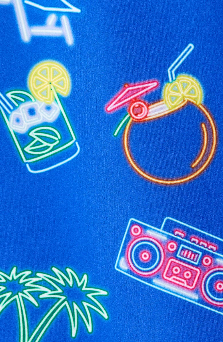 Vintage Summer Neon Water Repellent Short Sleeve Button-Down Shirt, Alternate, color,