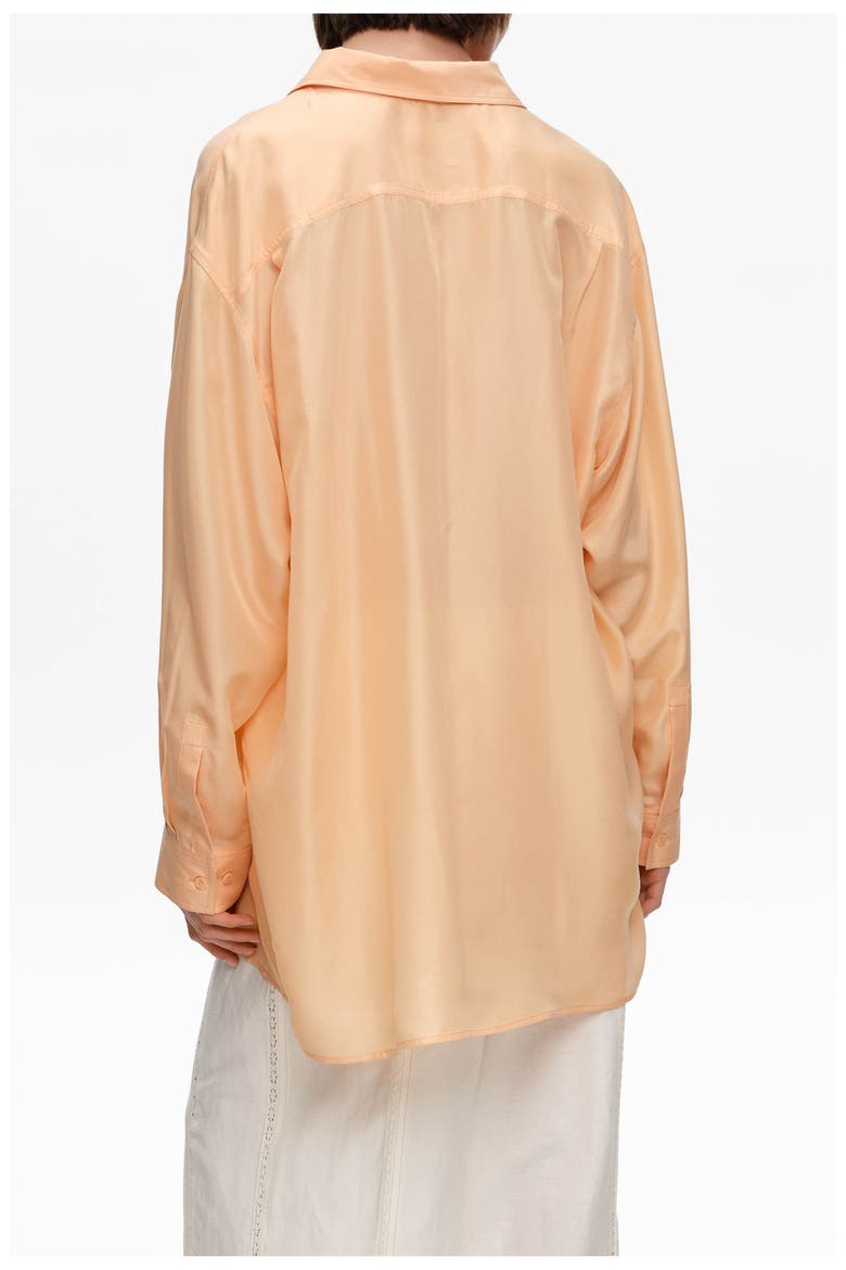 Oversized Silk Long Shirt, Alternate, color, ORANGE