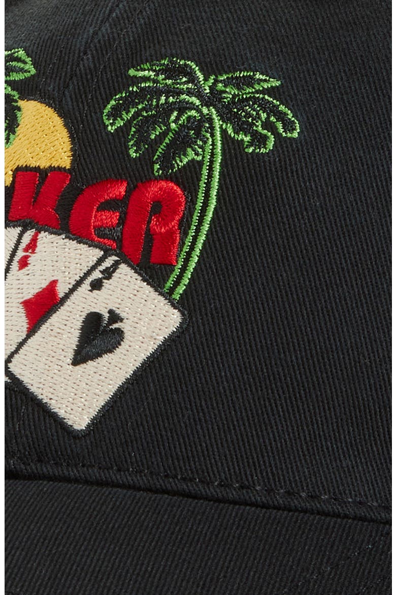Roll Back Distressed Embroidered Adjustable Baseball Cap, Alternate, color, BLACK