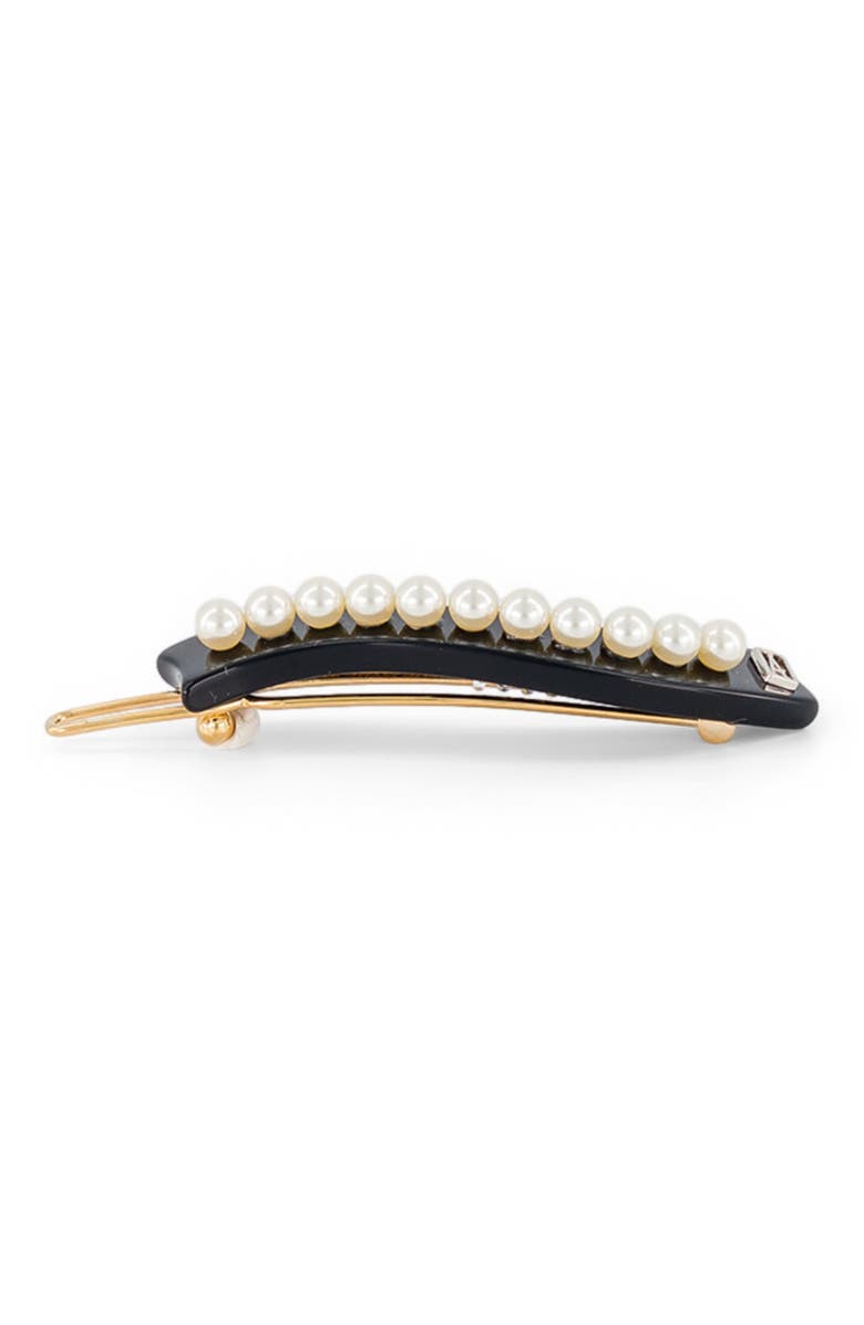 Alexandre de Paris Acetate and pearl side barette, Alternate, color, Black