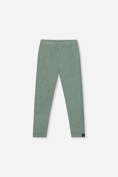 Ribbed Elastic Waist Logo Patch Leggings