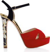 Freya Rose Rose in Bloom Rouge Ankle Strap Pearl Heel Sandal