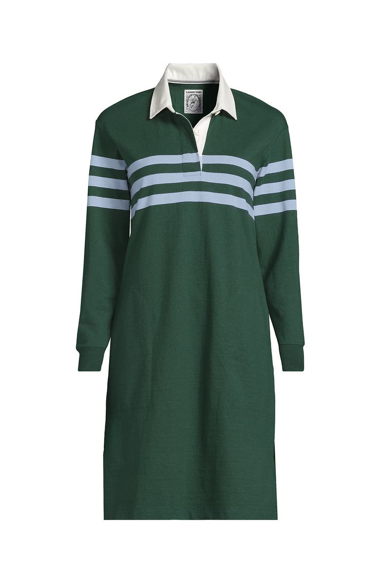 Lands' End Rugby Dress, Alternate, color, Norway Spruce Stripe