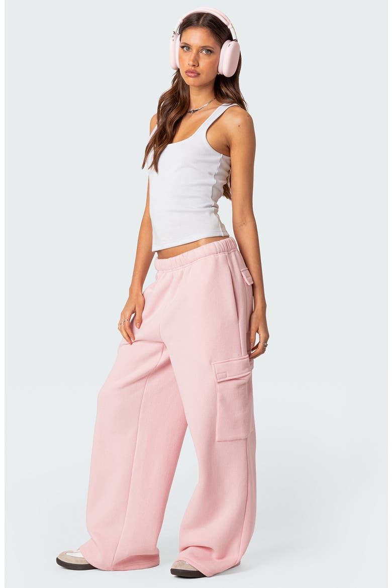 Wide Leg Cargo Sweatpants, Alternate, color, PINK