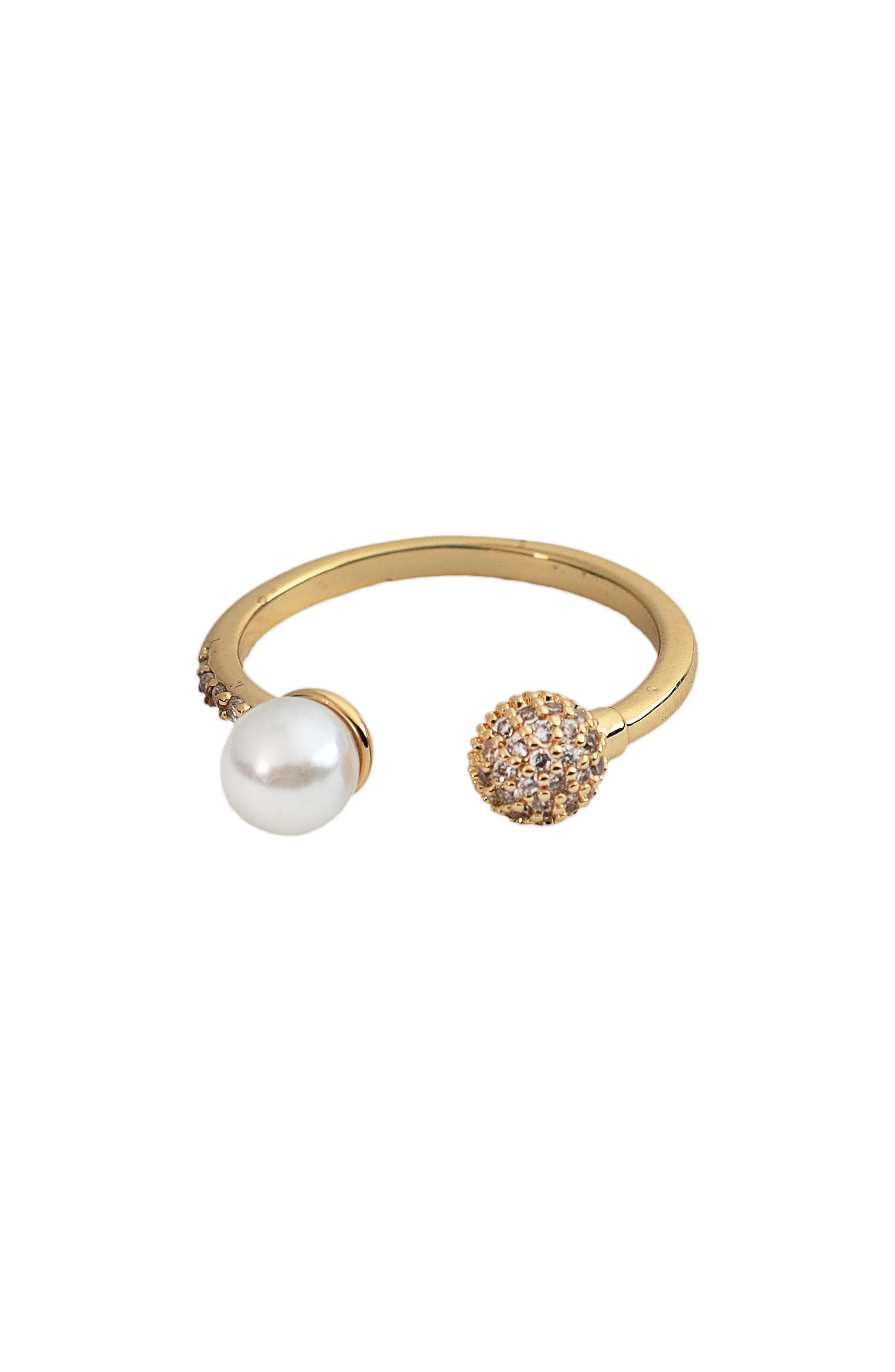 Panacea Cultured Pearl Pavé Ball Ring