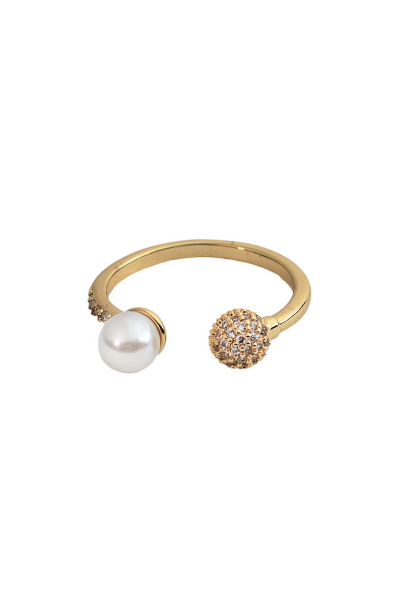 Panacea Cultured Pearl Pavé Ball Ring, Main, color, White