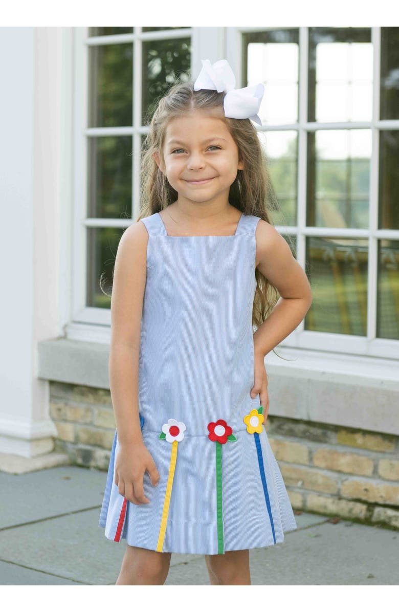 Florence Eiseman Junior Cord Dress With Flowers, Alternate, color, Light Blue