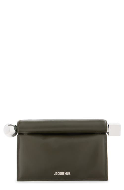 Jacquemus Dark Khaki Rond Carre Clutch In Green