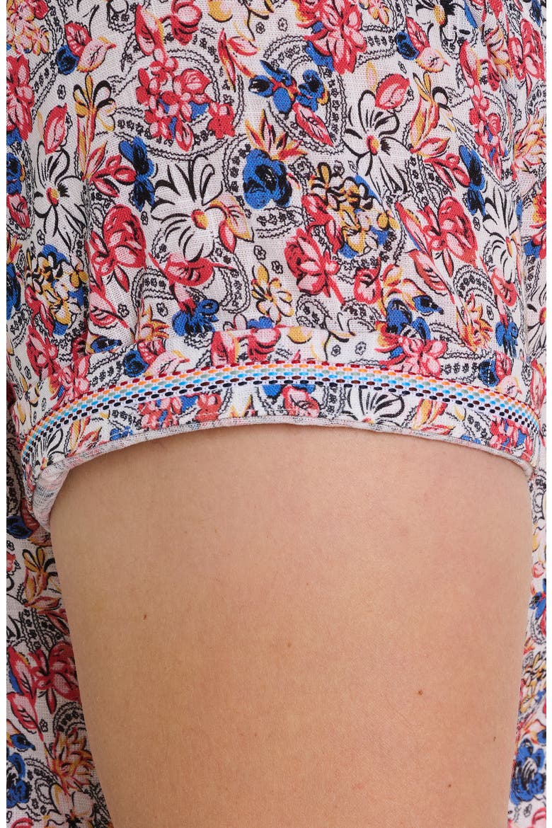 Padar Floral Short Sleeve Button-Up Shirt, Alternate, color, RED MULTI