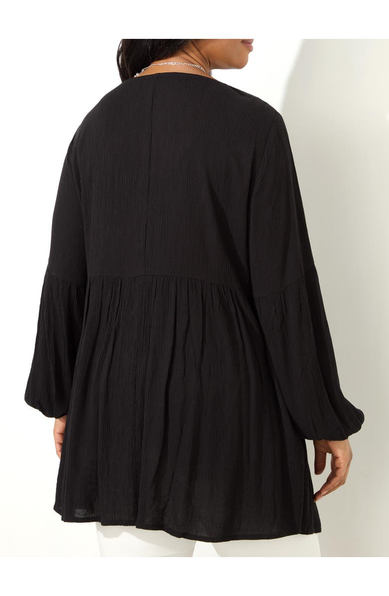Live Unlimited Embroidered Crinkle Tunic, Alternate, color, Black