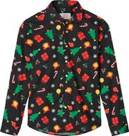 OppoSuits Kids' Christmas Icons Black Long Sleeve Dress Shirt