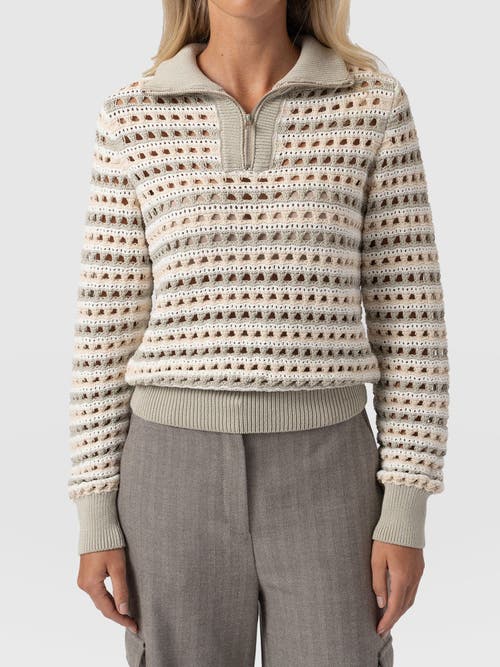 Saint + Sofia Ester Quarter Zip Knit In Multi
