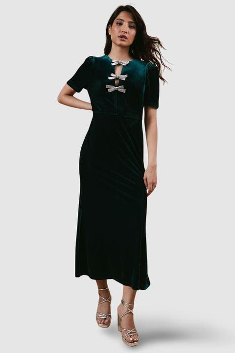 Occasion Velvet Bow Midaxi Dress