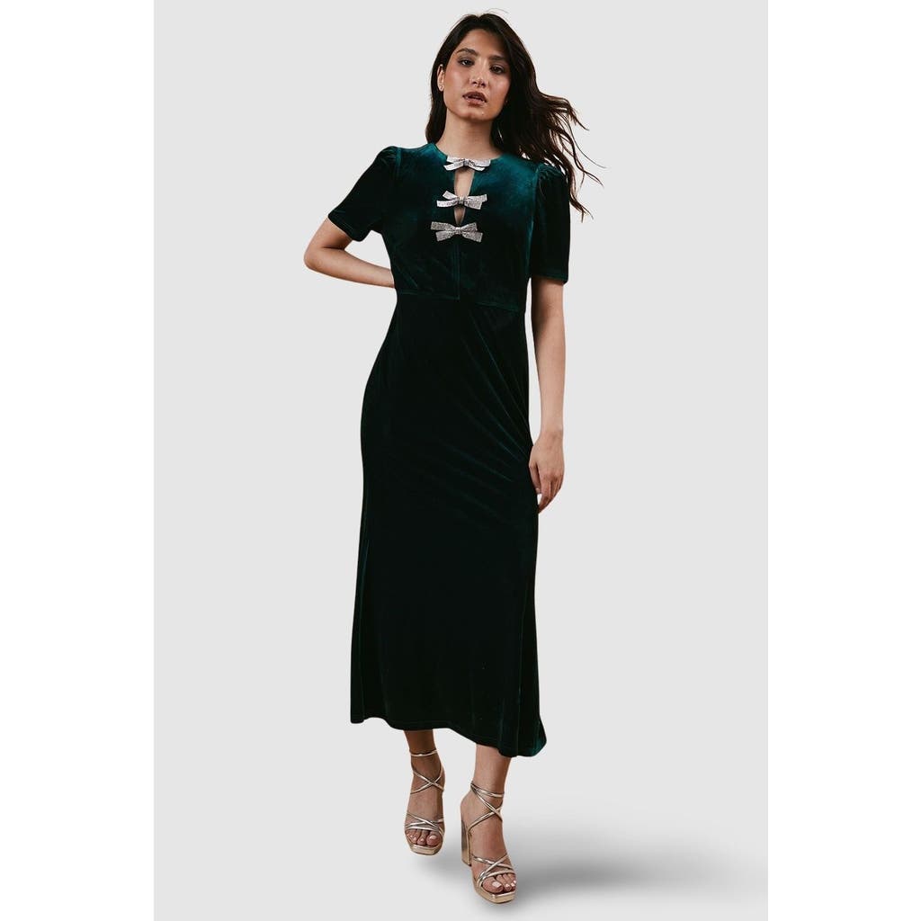Oasis Occasion Velvet Bow Midaxi Dress In Black