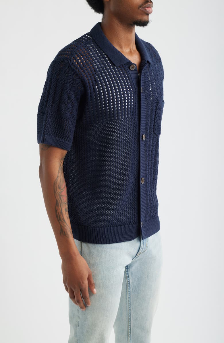 Obey Preston Short Sleeve Cardigan, Alternate, color, Navy