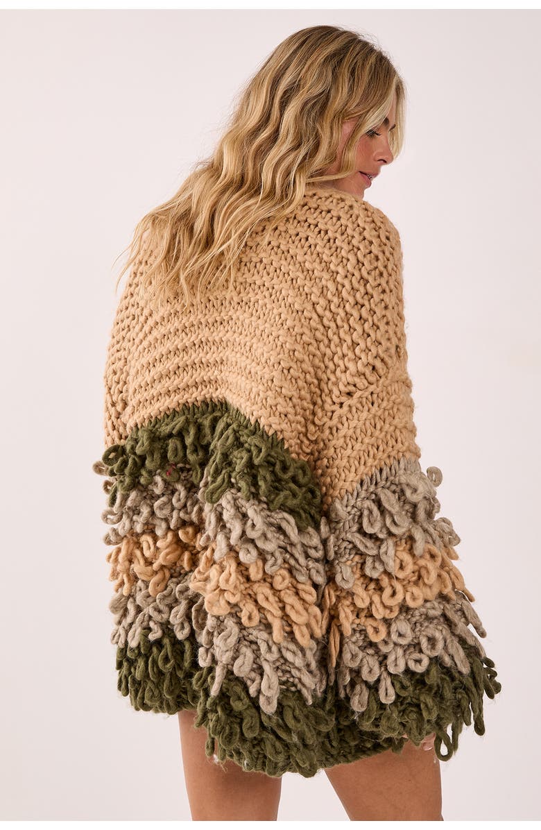 NASTY GAL Extreme Stripe Loopy Cardigan, Alternate, color, Beige