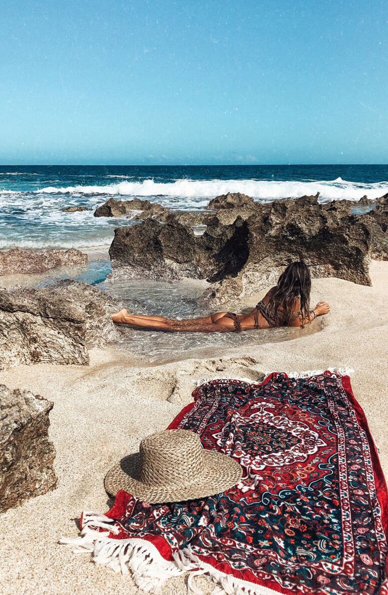 Slowtide Haven Beach Towel, Alternate, color, Burgundy