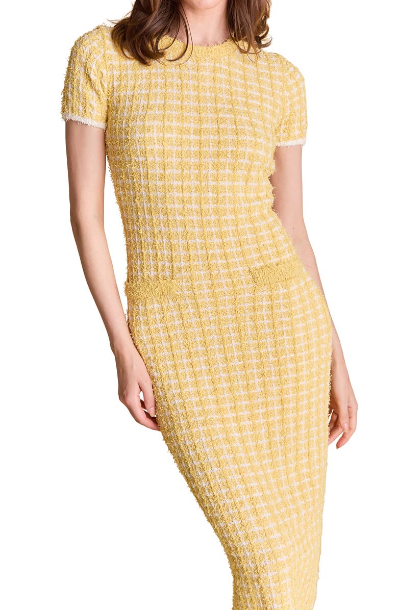 Endless Rose Check Knit Dress, Alternate, color, Butter/ White