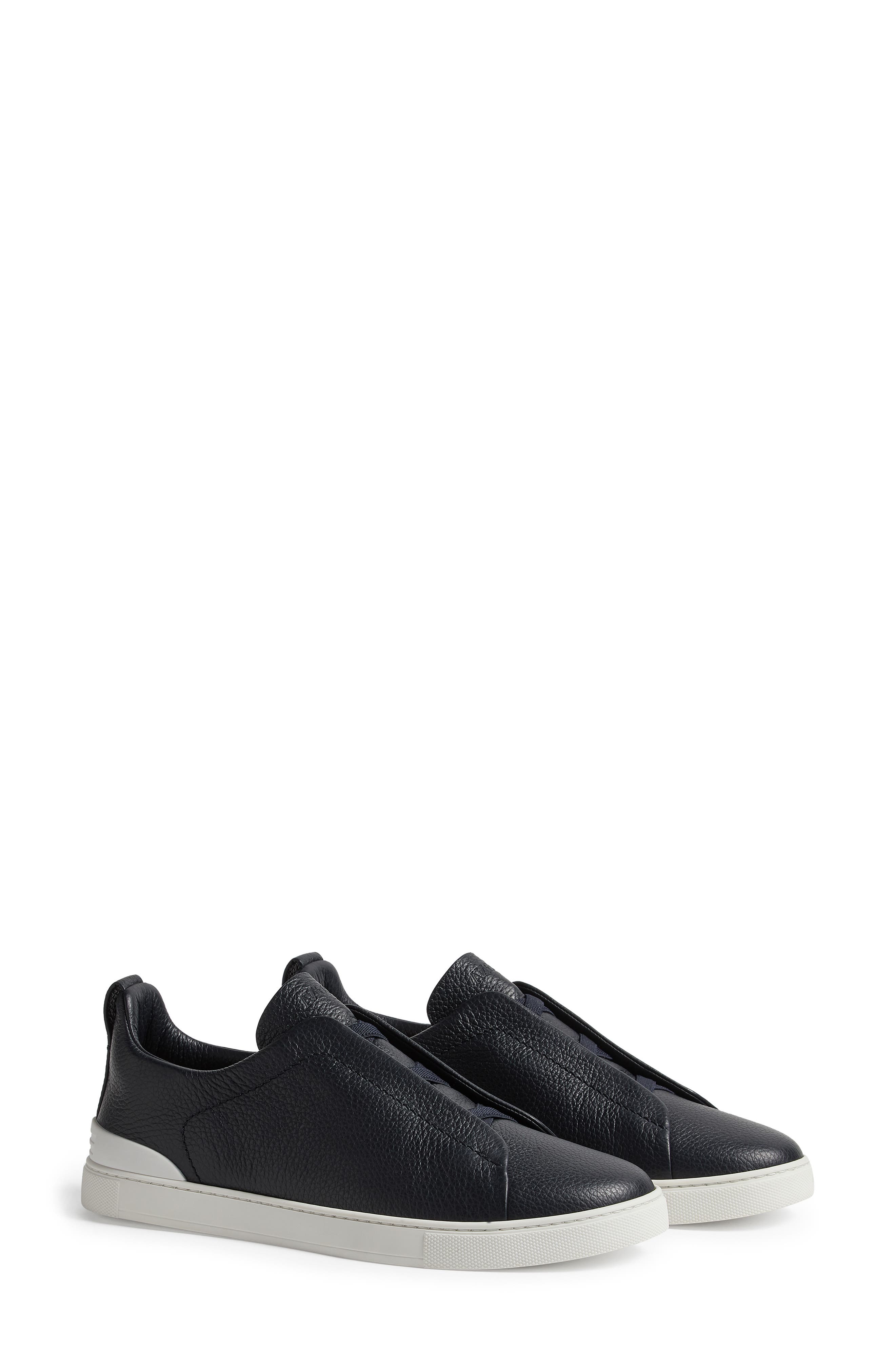Triple Stitch™ Leather Slip-On Sneaker, Main, color, NAVY