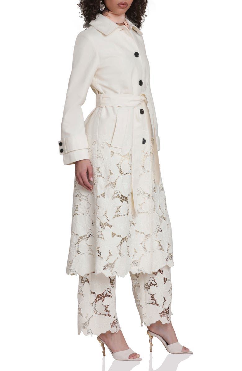 Avec Les Filles Embroidered Maxi Trench Coat, Alternate, color, 