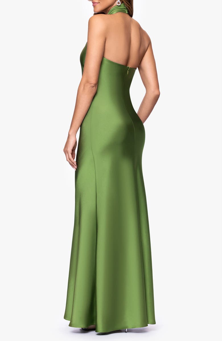 Betsy & Adam Satin Halter Dress, Alternate, color, Moss