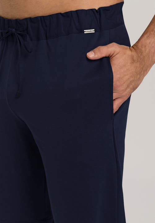 Hanro Night And Day Cotton Knit Drawstring Shorts In Black Iris