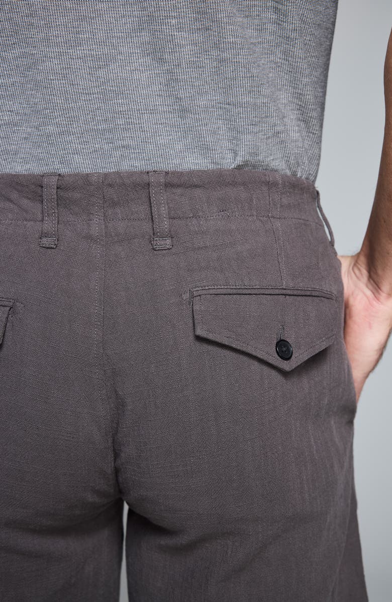 Billy Reid Moore Flat Front Textured Cotton Shorts, Alternate, color, Asphalt